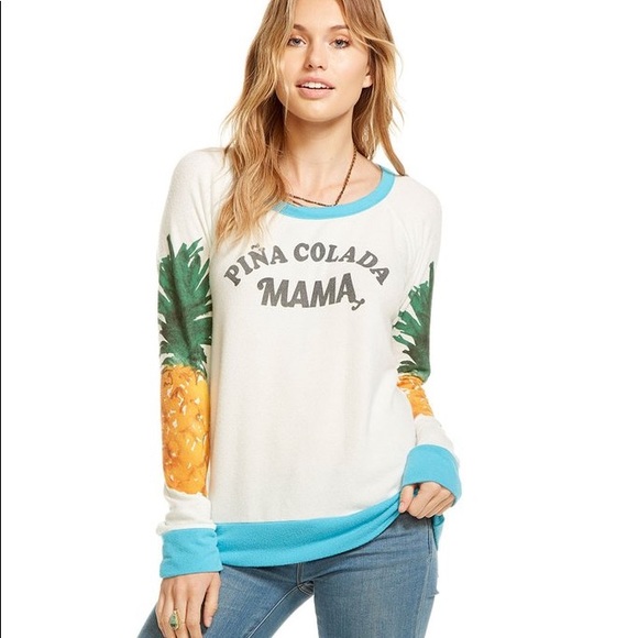 Chaser Tops - Chaser Pina Colada Mama Long Sleeve Pullover Top